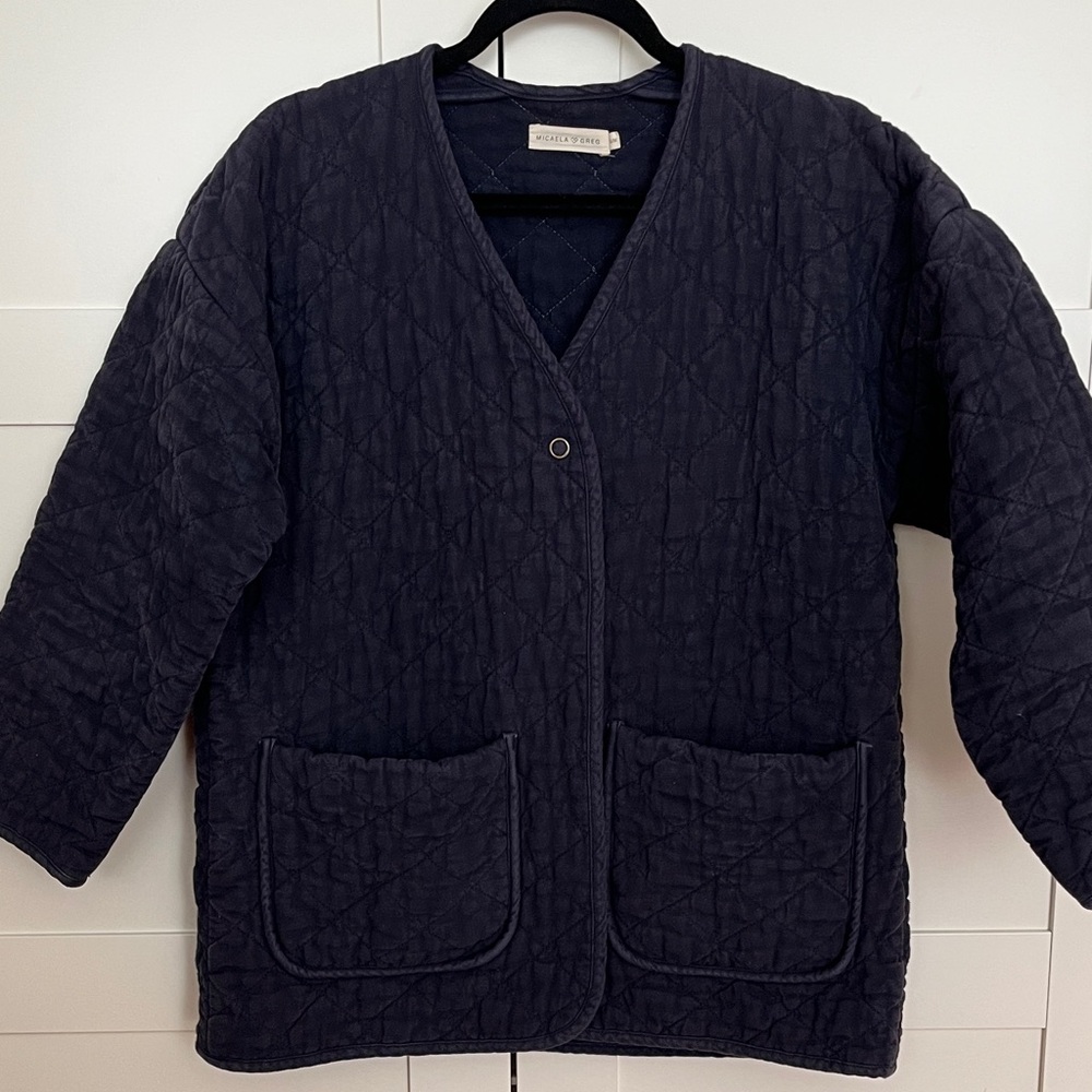 Micaela Greg Diamond Quilted Jacket in Navy